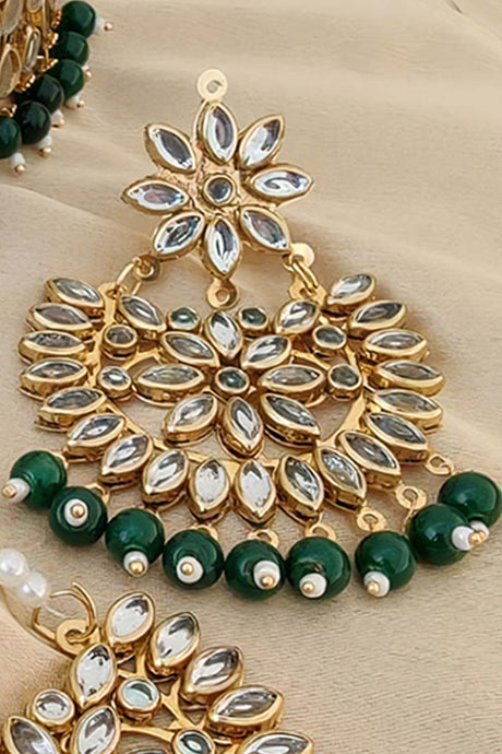Buy Women's Copper Chokar Necklace Set in Green Online - Zoom In