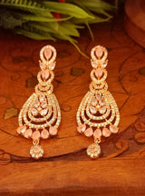 American Diamond Rose Gold Plated Earrings In Pink