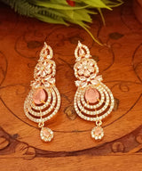 American Diamond Rose Gold Plated Earrings In Pink