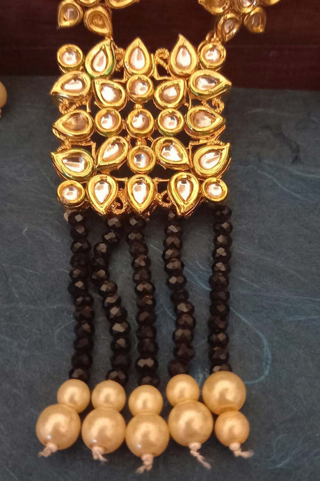 Black Handmade Gold Plated Beaded Designer Necklace