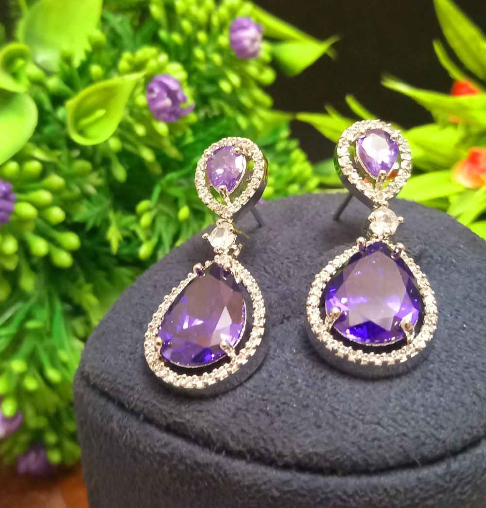 American Diamond American Diamond Plated Earrings In Purple