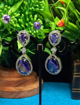 American Diamond American Diamond Plated Earrings In Purple