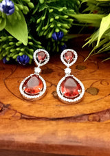 Beaded Jeweler American Diamond Plated Earrings In Red