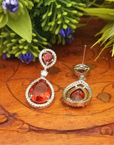 Beaded Jeweler American Diamond Plated Earrings In Red