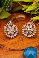 Pink American Diamond Brass Base Earrings Tops