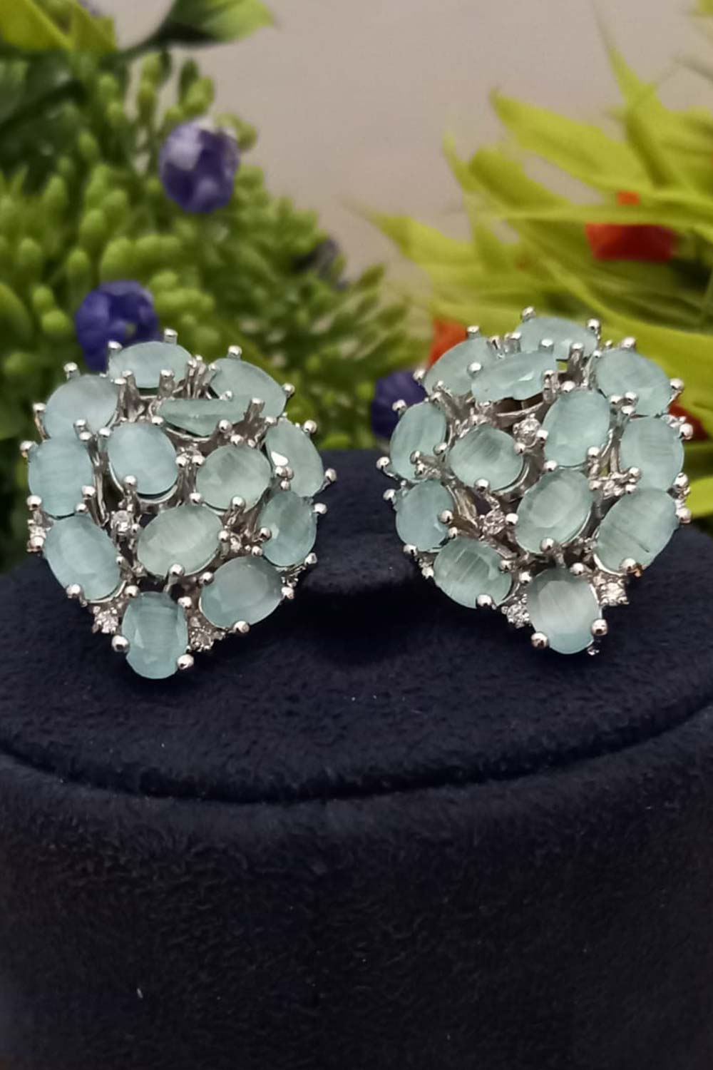 Green American Diamond Earrings Tops