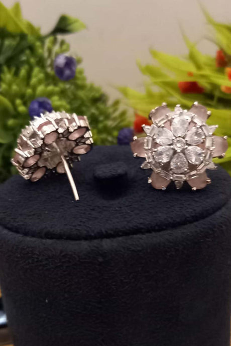 Pink American Diamond Earrings Tops