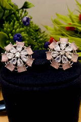 Pink American Diamond Earrings Tops