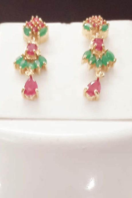 Buy Women's Brass Necklace Set in Green Online - Zoom In