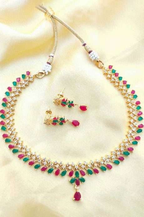 Buy Women's Brass Chokar Necklace Set in Multicolor Online