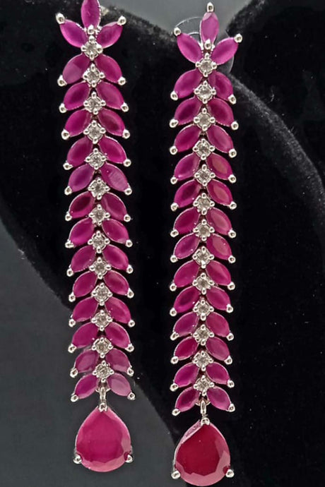 Buy Women's Brass Large Dangle Earring in Maroon Online - Zoom Out
