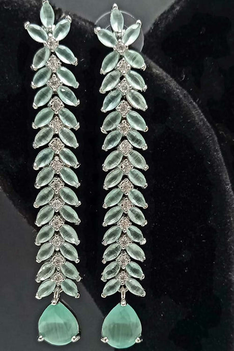 Buy Women's Brass Large Dangle Earring in Light Green Online - Zoom Out