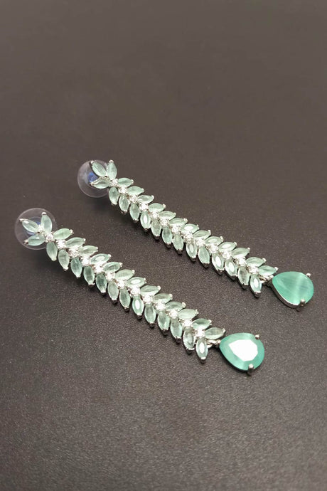 Buy Women's Brass Large Dangle Earring in Light Green Online - Zoom In