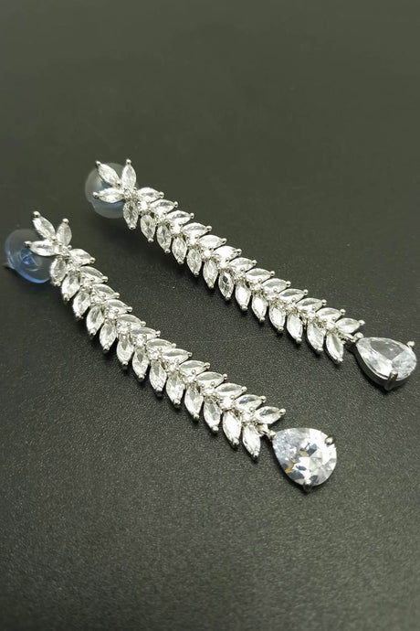 Buy Women's Brass Large Dangle Earring in White Online - Zoom In