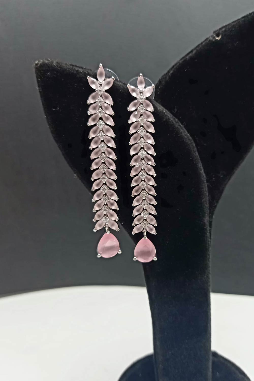 Buy Women's Brass Large Dangle Earring in Light Pink Online