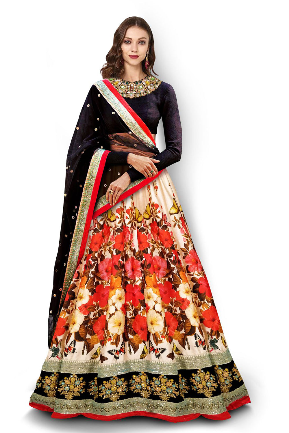 Art Silk Embroidered Lehenga Choli