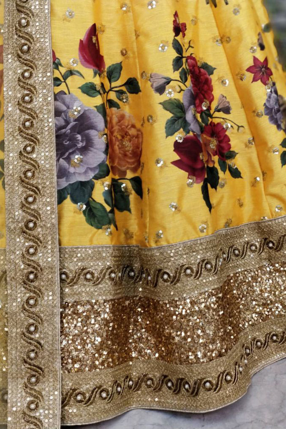Art Silk Embroidered Lehenga Choli in Yellow
