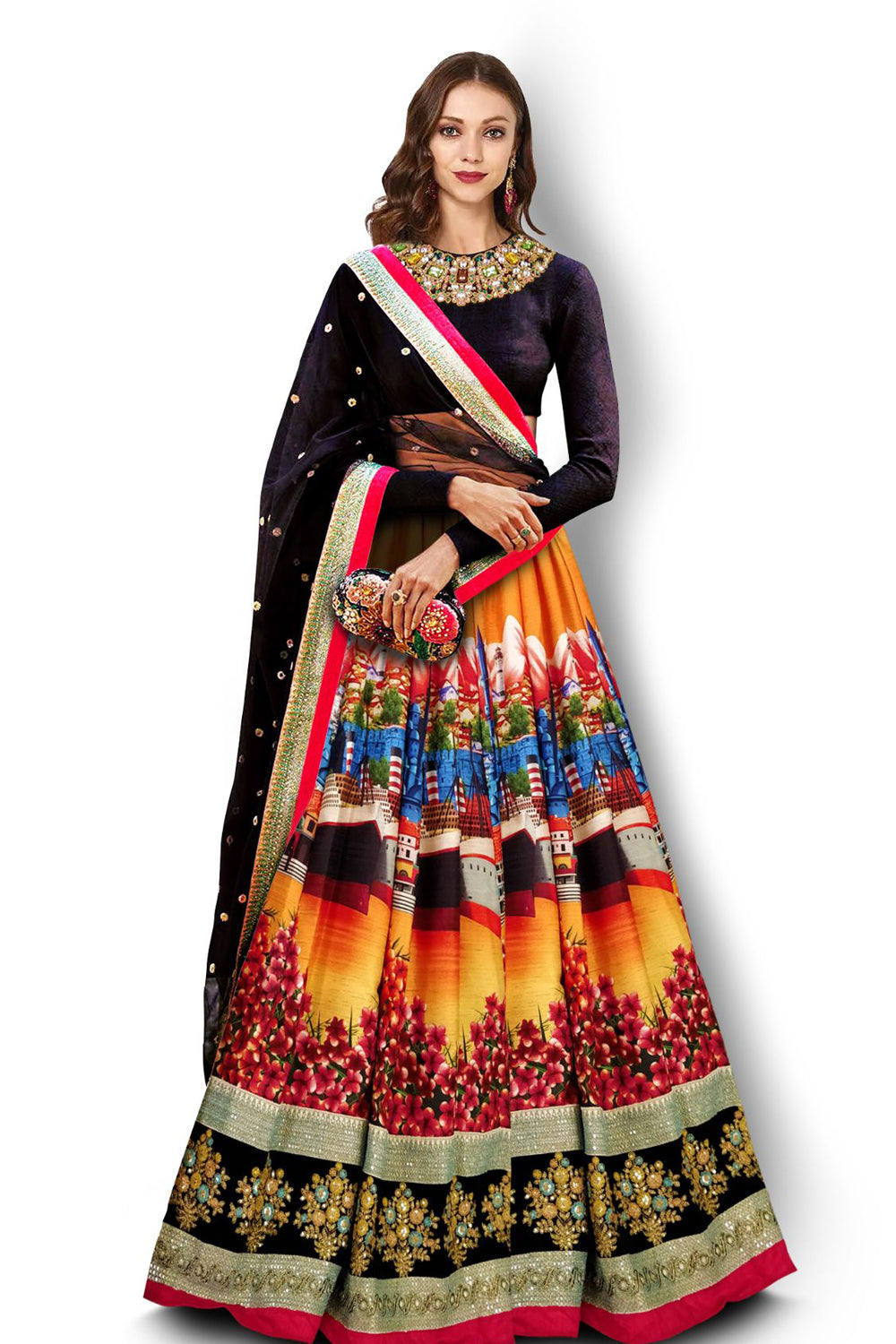 Art Silk Embroidered Lehenga Choli