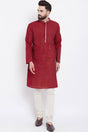 Buy Men's Cotton Solid Kurta in Red