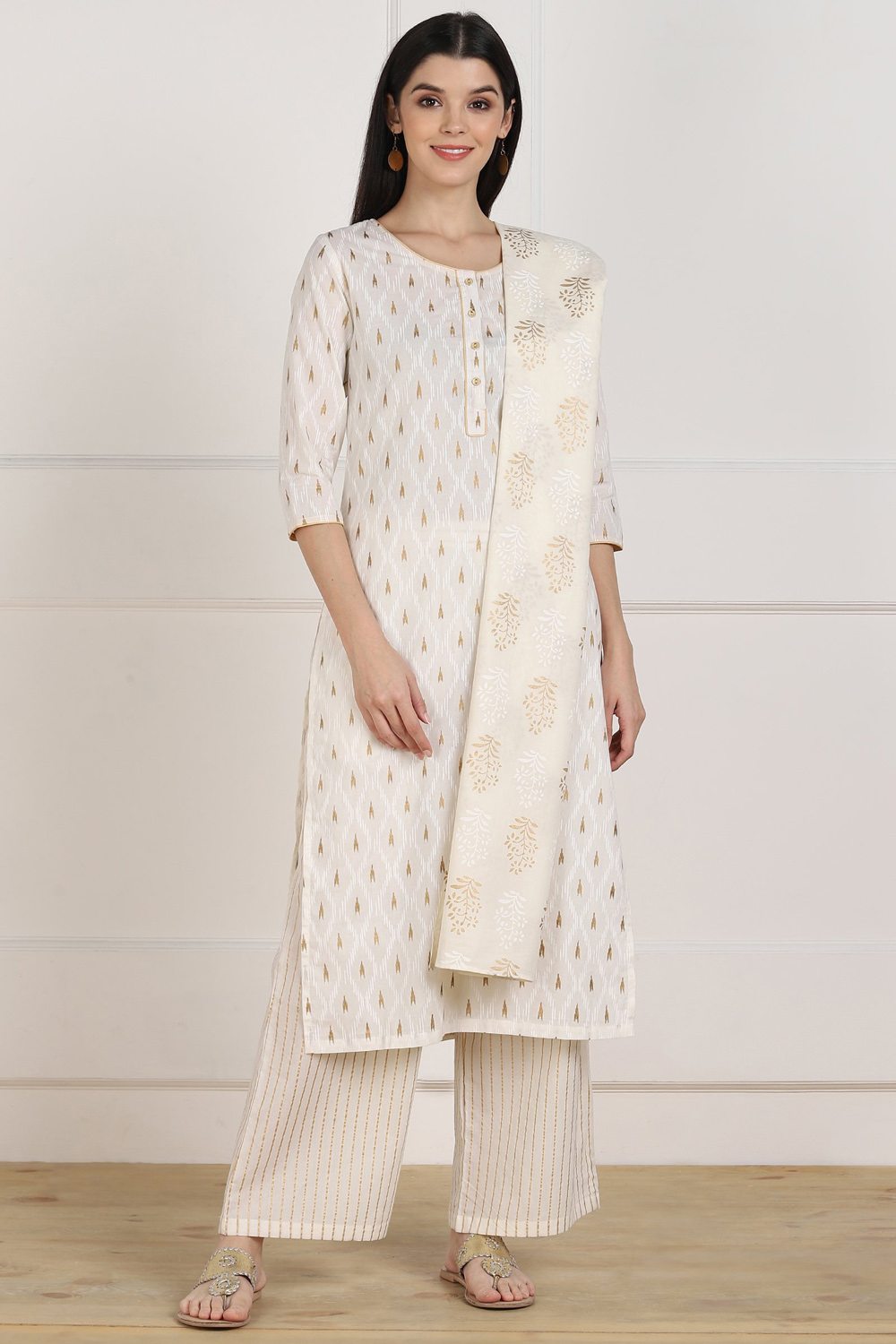 Shop Blended Cotton Ikat Kurta Set Online