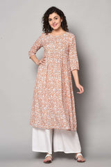 Buy Floral Kurti in White and Orange