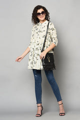 Buy Floral Top in Off White and Black