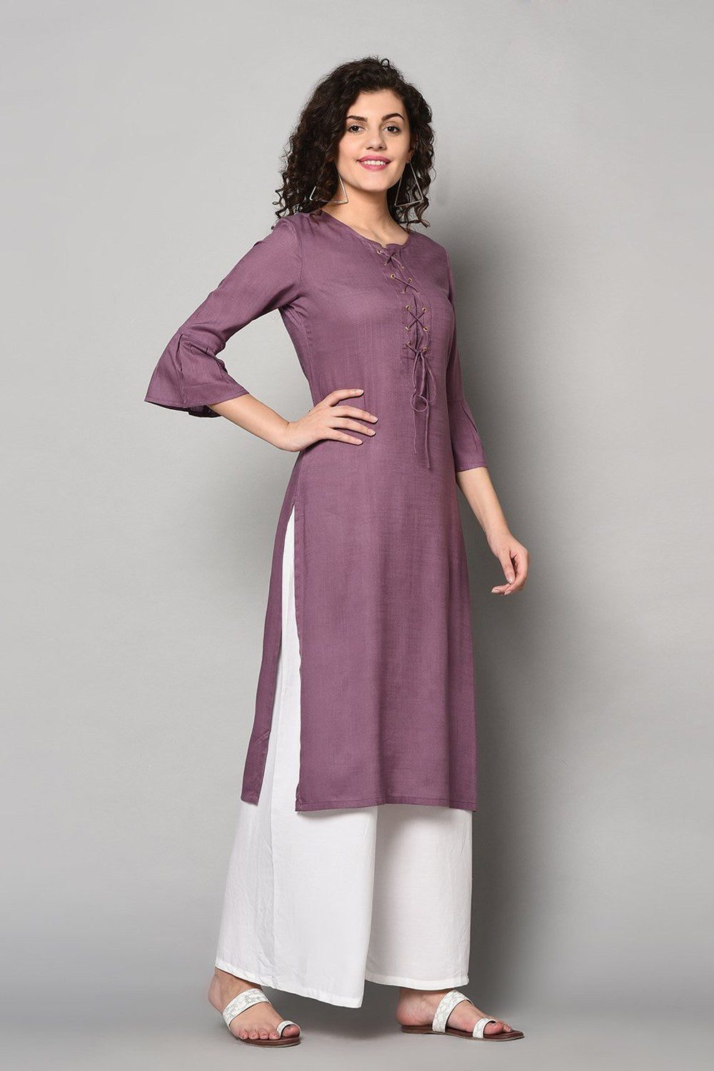 Buy Solid Kurti in Purple