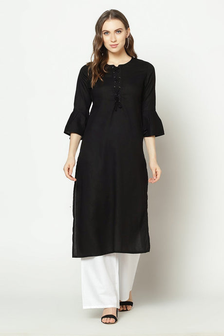 Buy Rayon Solid Kurti in Black