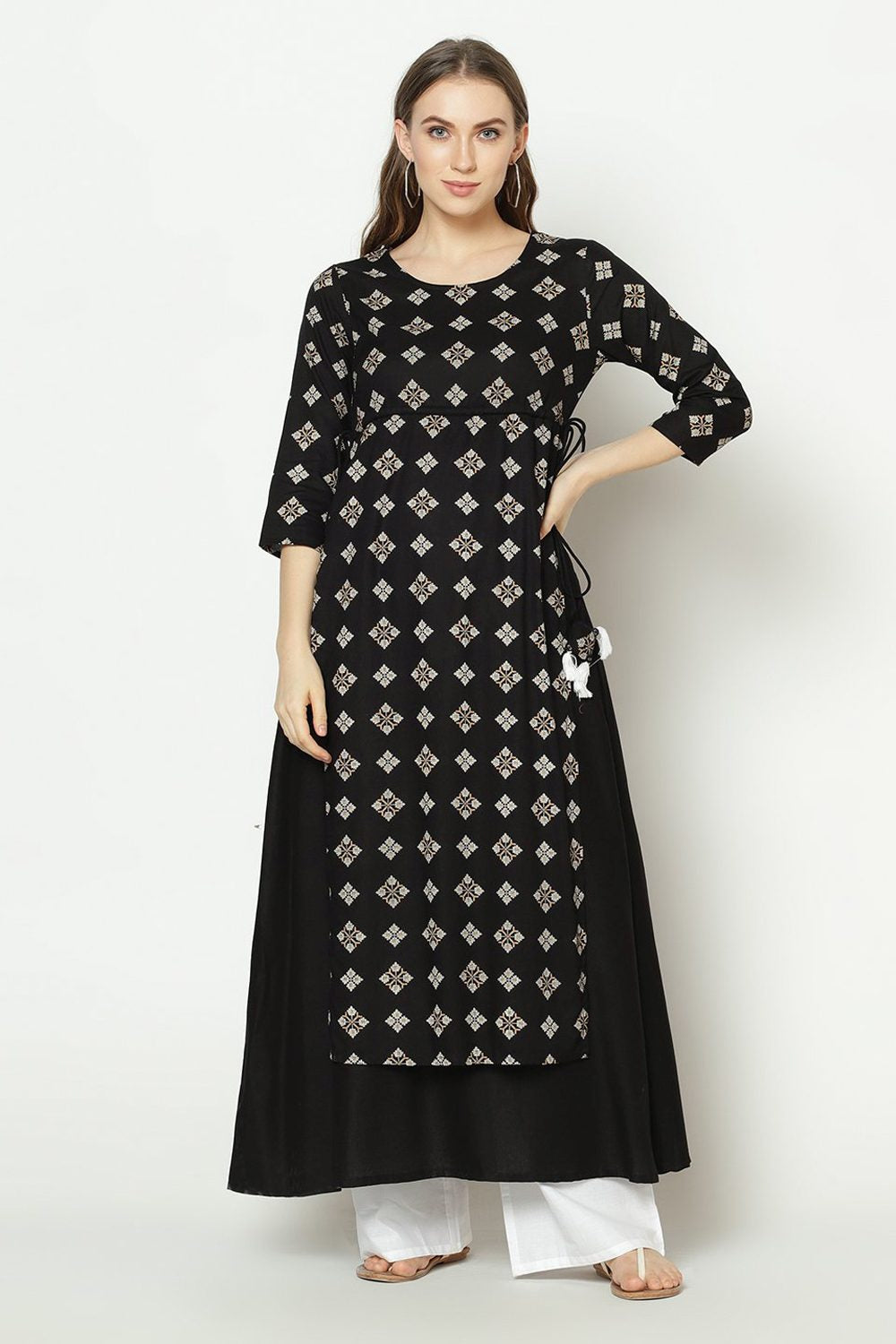 Buy Abstract Print Kurti in Black