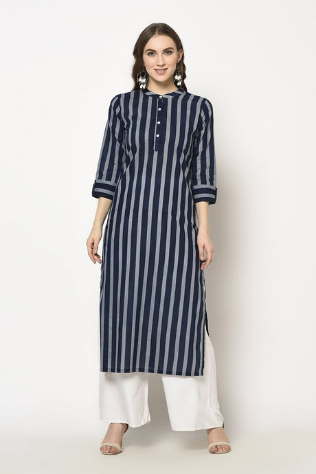 Shop Blended Cotton Stripes Kurti Online