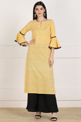 Buy Blended Cotton Kalamkari Kurti in Yellow