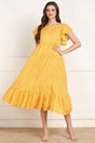 Buy Blended Cotton Stripes Dress in Yellow