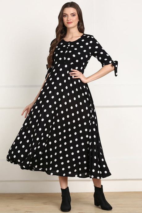 Shop Rayon Polka Dots Dress Online
