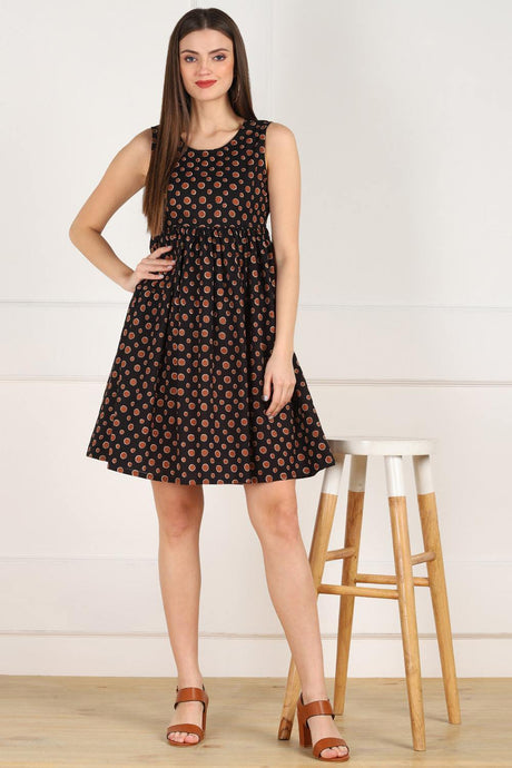 Shop Blended Cotton Polka Dots Dress Online