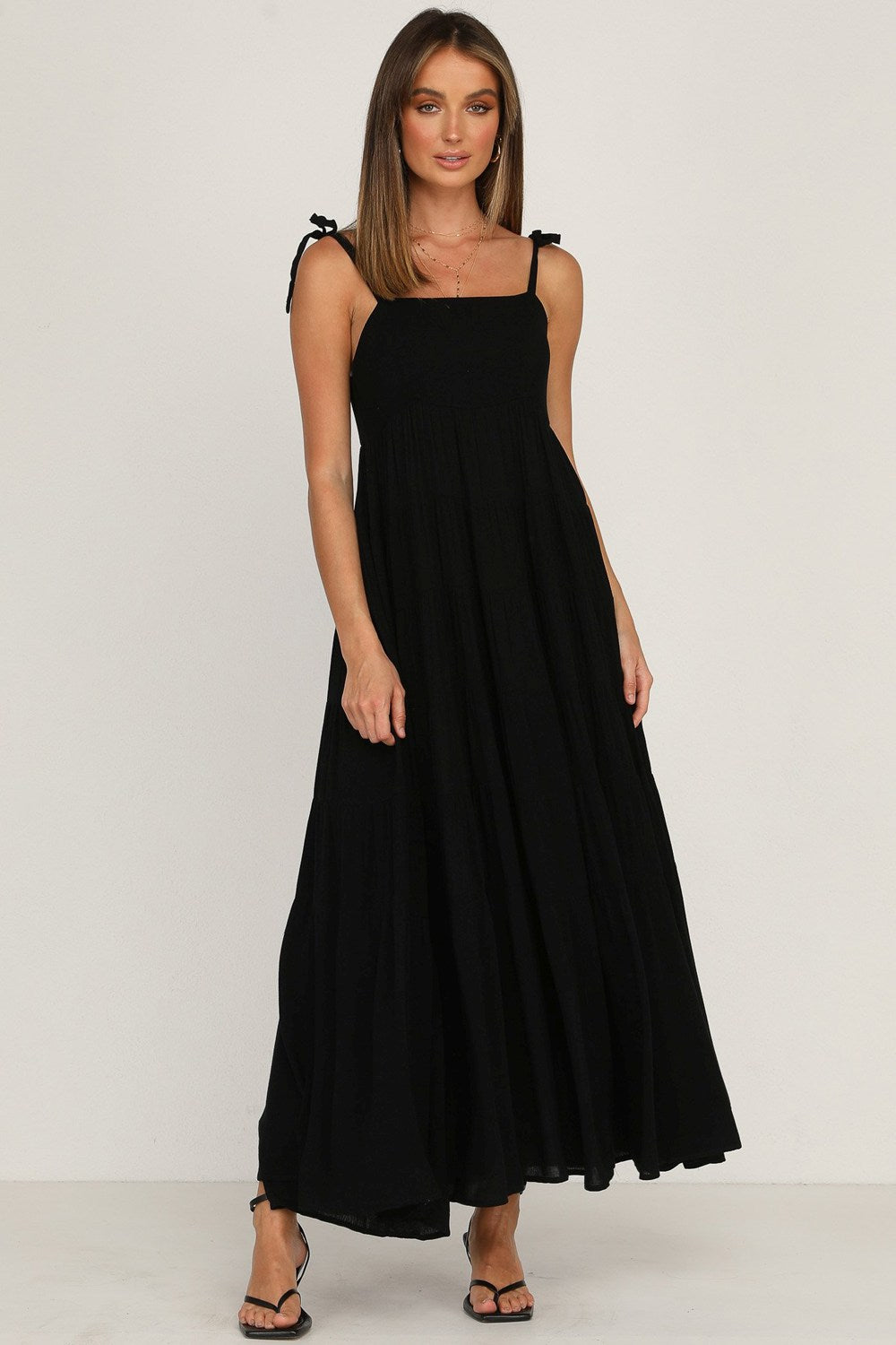 Buy Rayon Solid Dress in Black