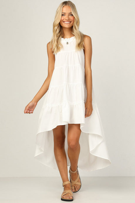 Buy Blended Cotton Solid Dress in White