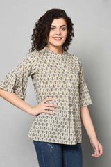 Buy kalamkari Top in Cream