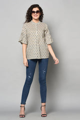 Buy Blended Cotton Top in Cream