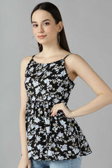 Buy Floral Top in Black