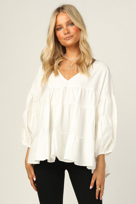 Buy Blended Cotton Solid Top in White