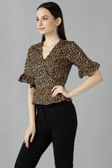 Shop Crepe Animal Print Top Online