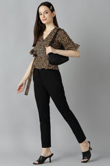 Buy Crepe Animal Print Top in Yellow