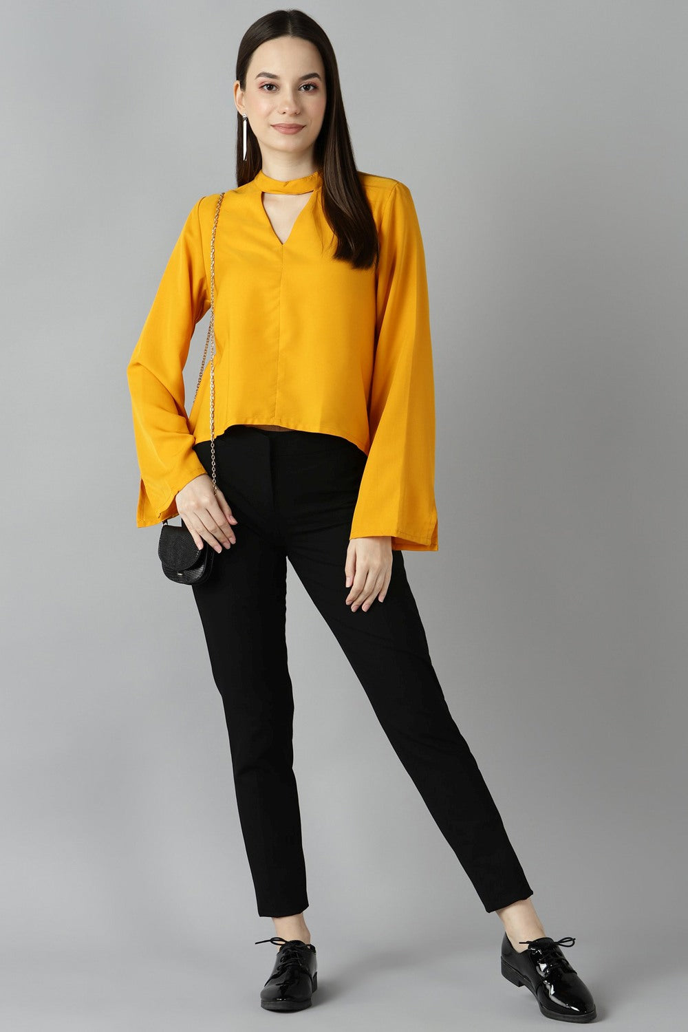 Buy Crepe Solid Top in Yellow