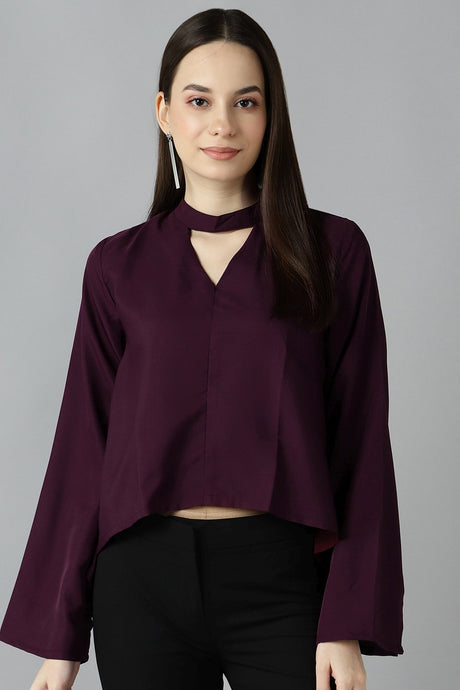 Buy Crepe Solid Top in Wine