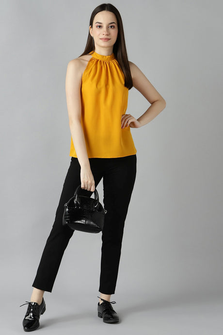 Buy Crepe Solid Top in Yellow