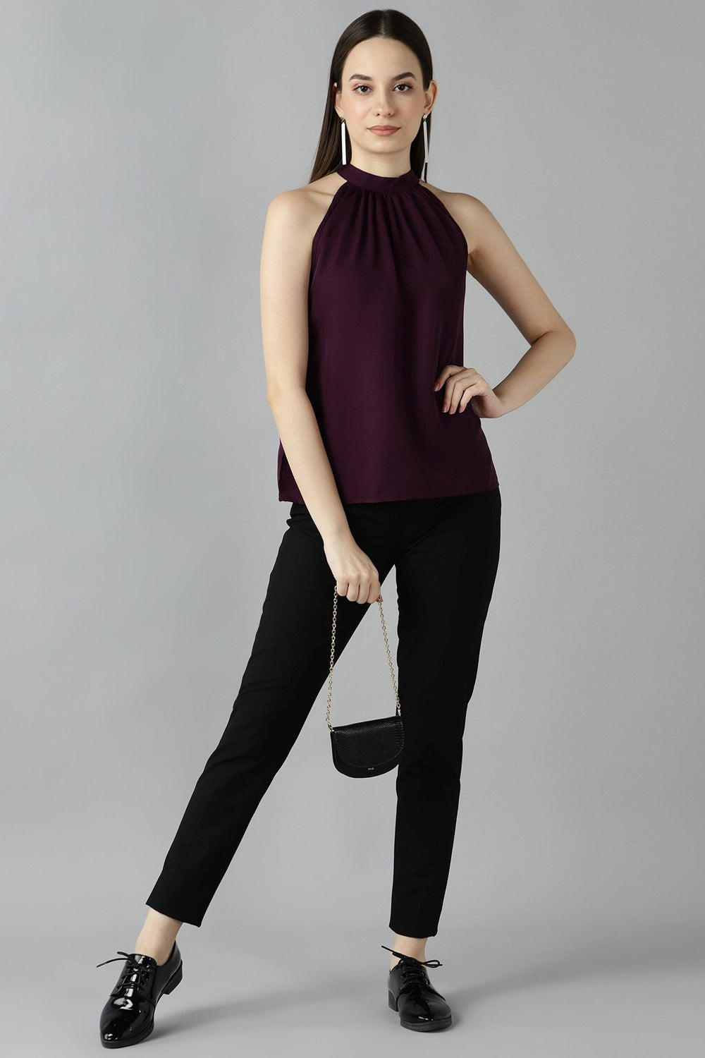 Buy Crepe Solid Top in Wine