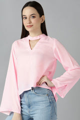 Buy Crepe Solid Top in Baby Pink