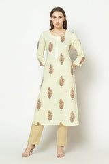 Shop Blended Cotton Paisley Print Kurta Set Online