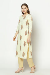 Buy Paisley Print Kurta Set in Yellow