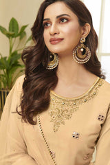 Buy dark-cream georgette gota patti Sharara Suit Set Online - Front